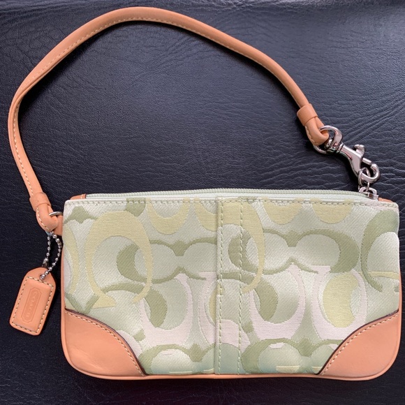 Coach Handbags - Coach Wristlet in Shades of Sage Green/Lime and Cream. PRICE IS FIRM.